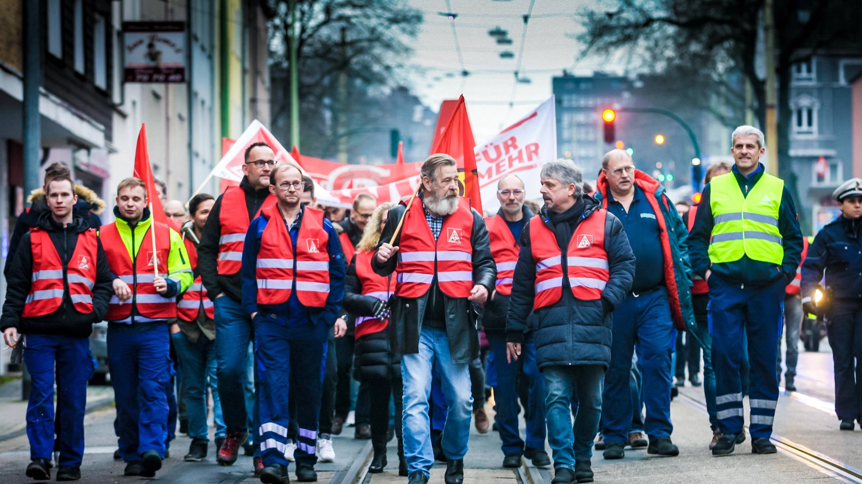 Die Spitze eines Demonstrationszuges.