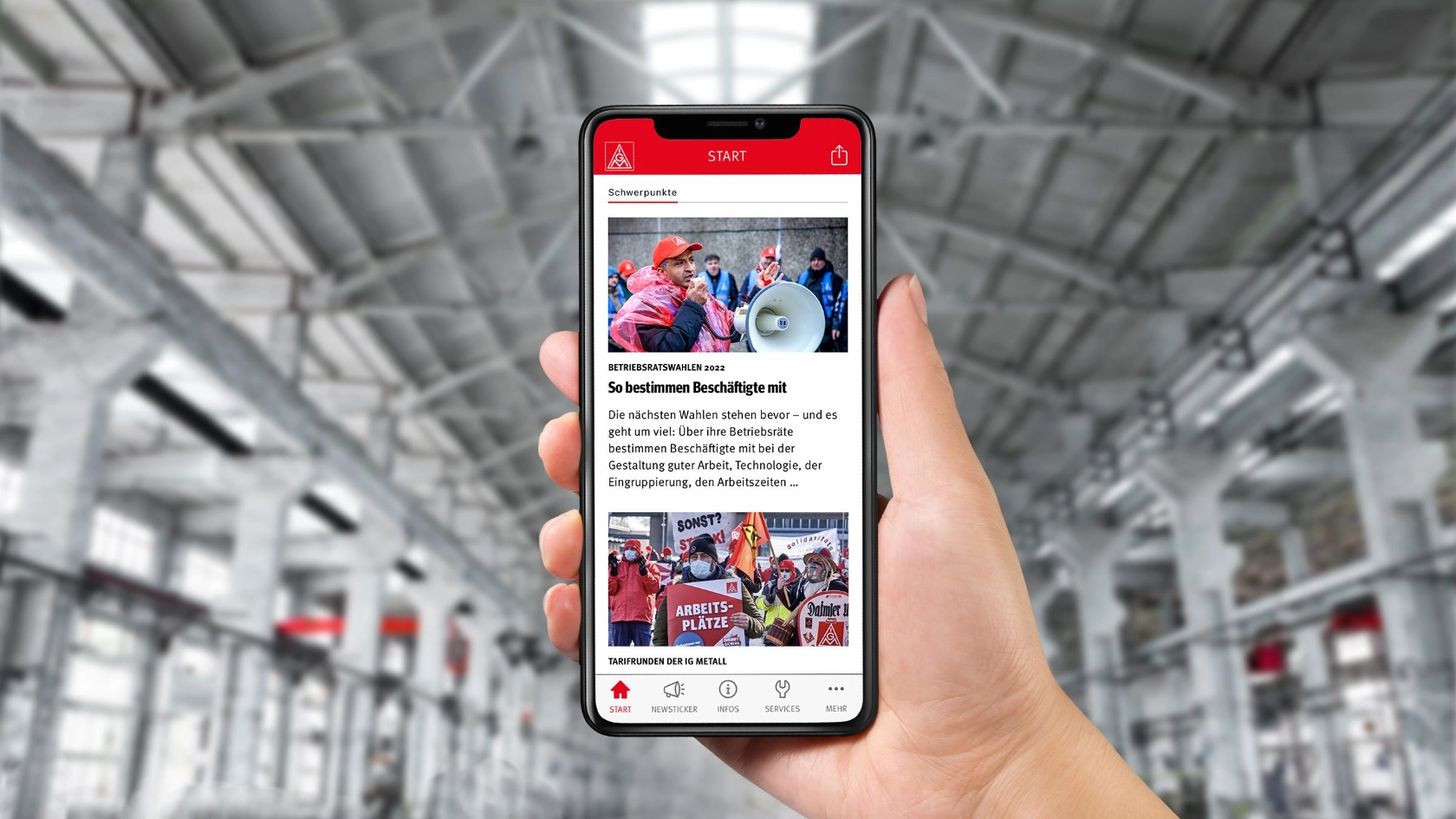 IG Metall-App auf dem Handy
