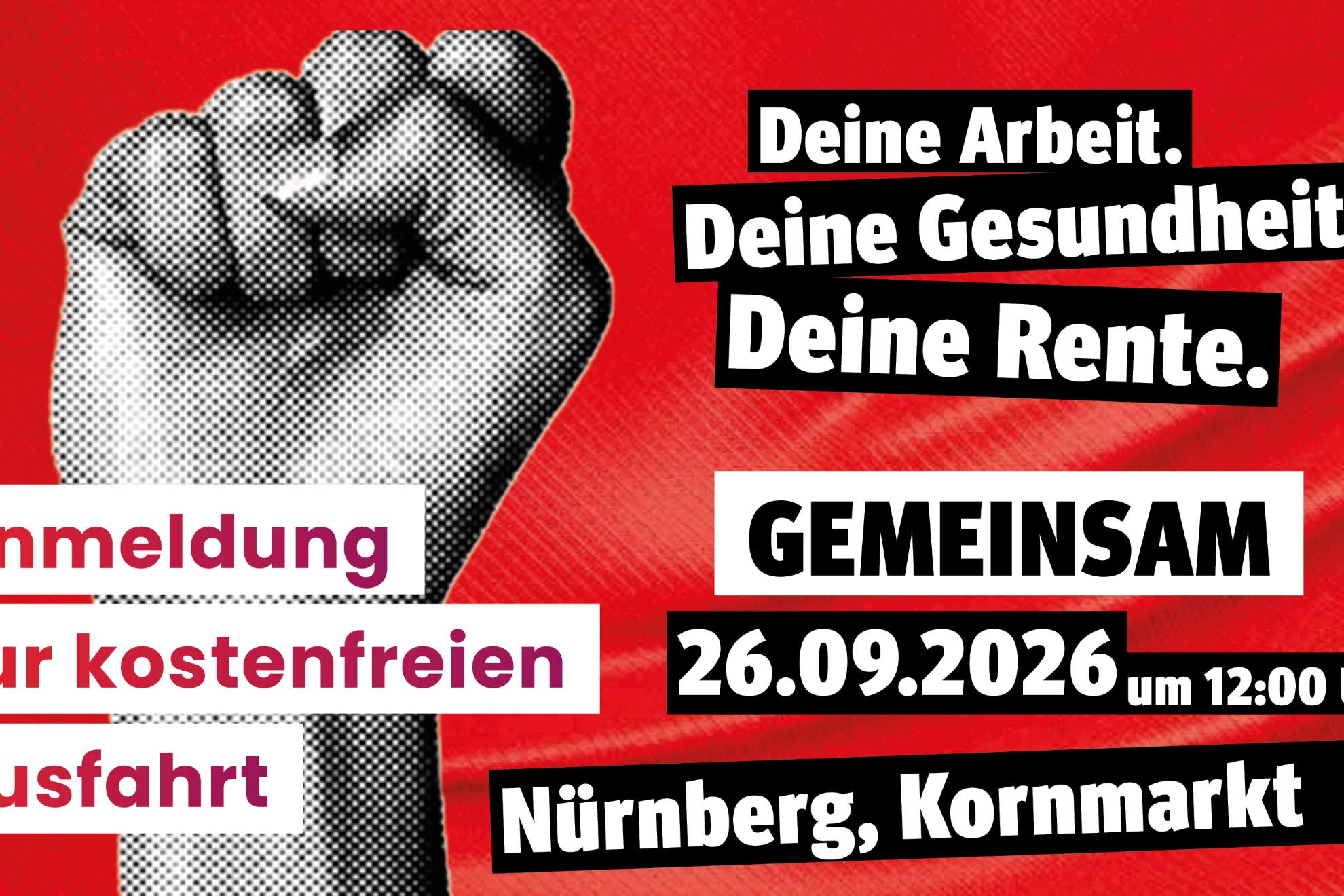 Gemeinsam am 26.09. nach Nürnberg. Jetzt zur kostenfreien Busfahrt anmelden
