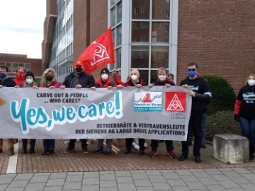 Lauter Protest gegen die Ablösung der Großmotorensparte vom Siemens Konzern