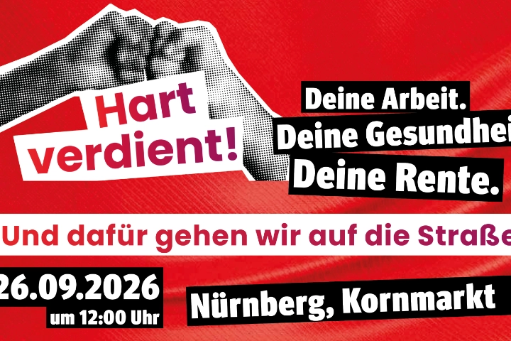 Und dafür gehen wir am 26.09.2026 in Nürnberg auf die Straße!