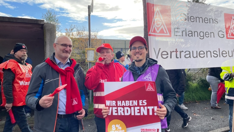 Frühschlussaktion aller Betriebe in Erlangen Tarifrunde MuE 2022