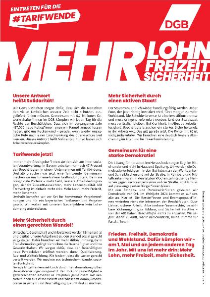 Aufruf Mittelfranken DGB erster Mai 2024