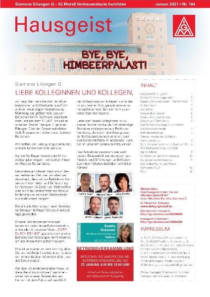 Hausgeist Januar 2021 Siemens G